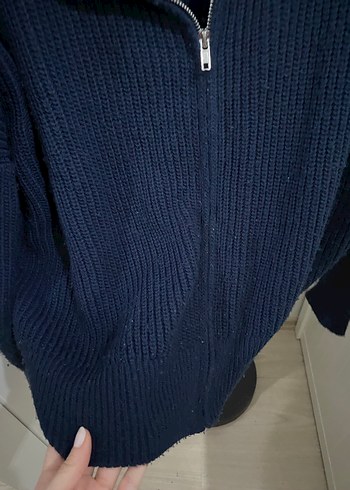 Fermuarlı Lacivert Kadın Triko Hırka - Görsel 6