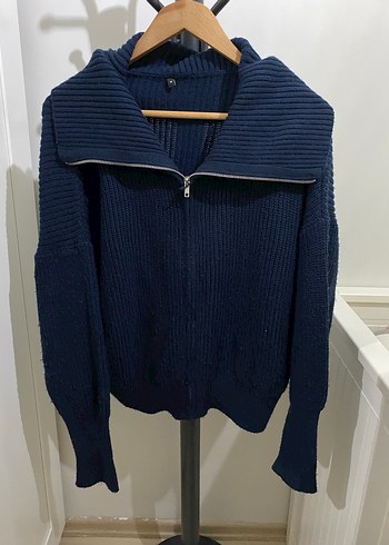 Fermuarlı Lacivert Kadın Triko Hırka - Görsel 4