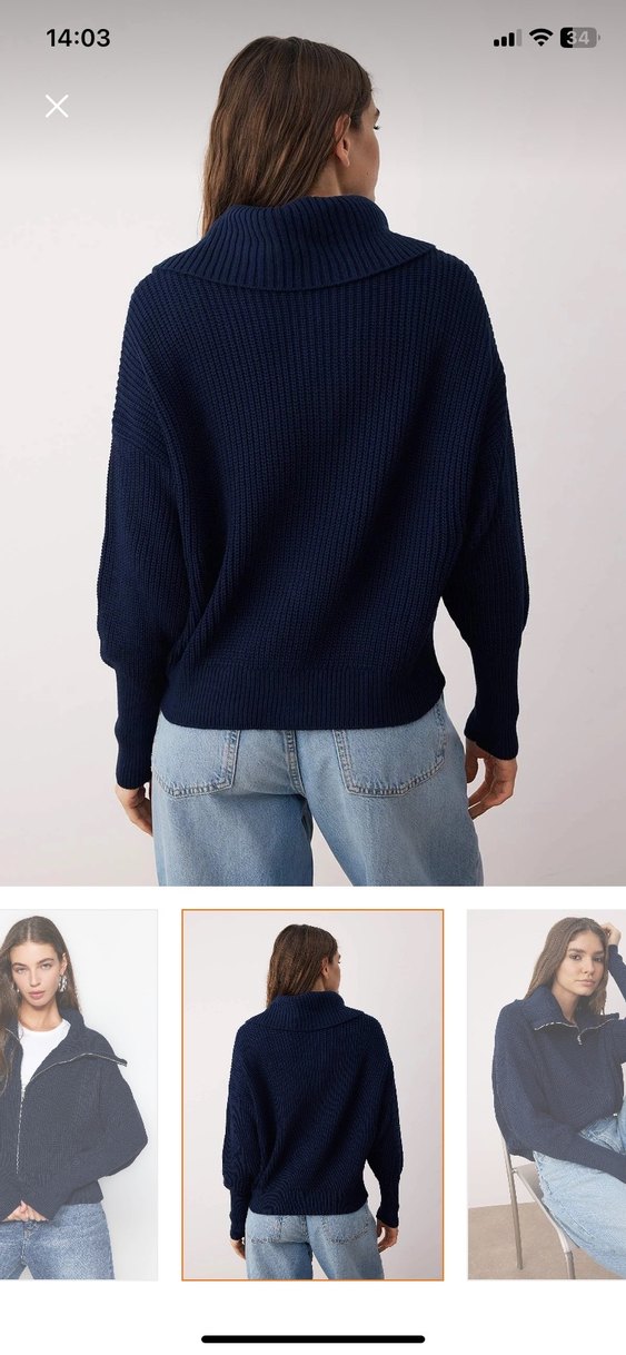 Fermuarlı Lacivert Kadın Triko Hırka - Görsel 3