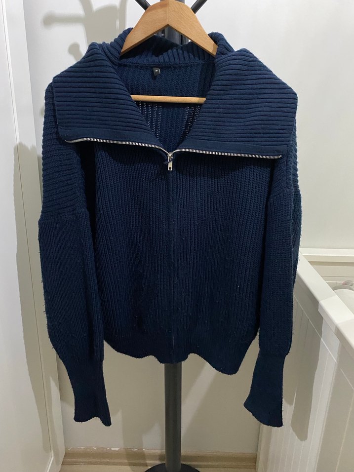 Fermuarlı Lacivert Kadın Triko Hırka - Görsel 4