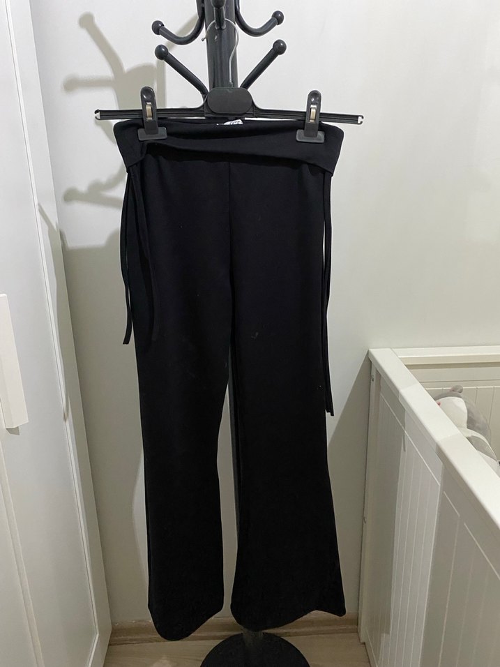 Bel Kıvırmalı  Siyah Kadın İspanyol Paça tayt - Görsel 2