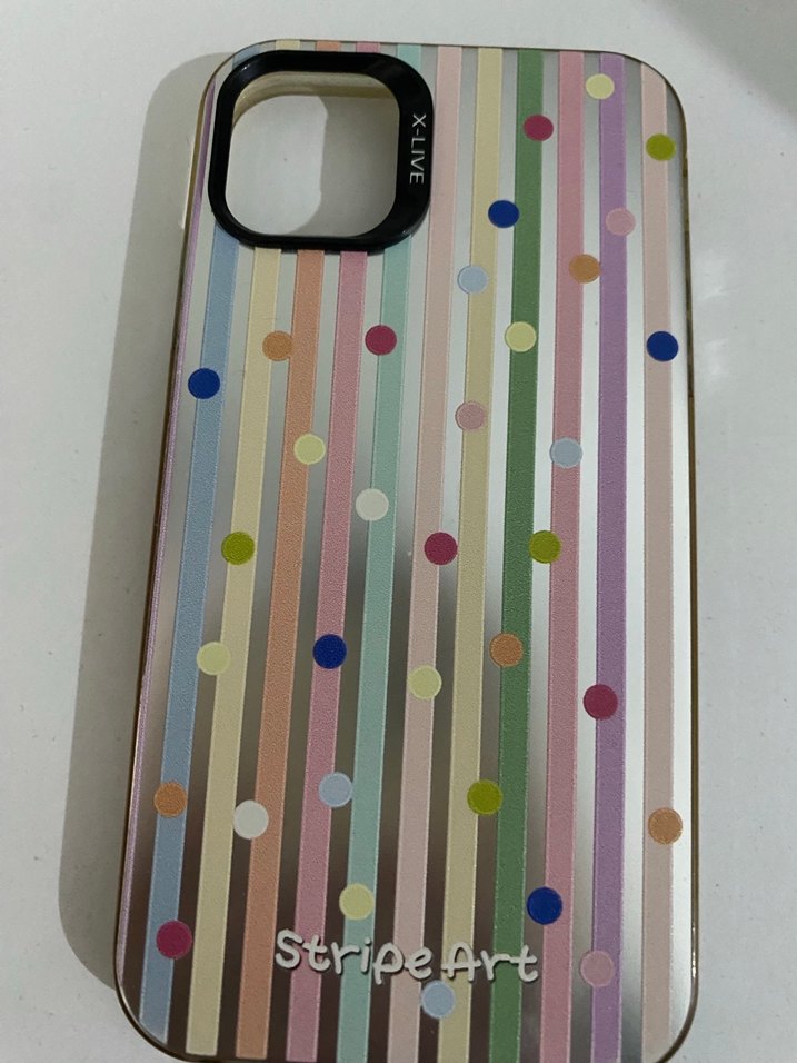 Çizgili ve Noktalı Parlak Telefon Kılıfı - Görsel 2