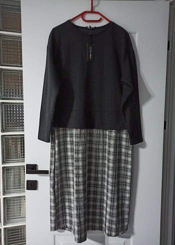 antrasit ekose elbise - Görsel 5