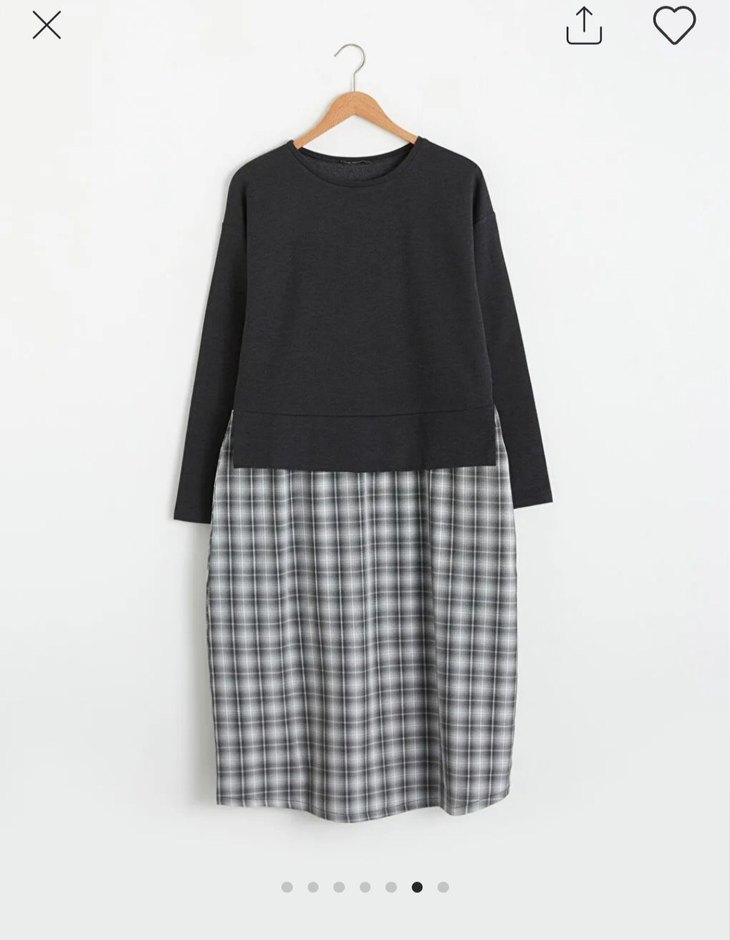 antrasit ekose elbise - Görsel 4