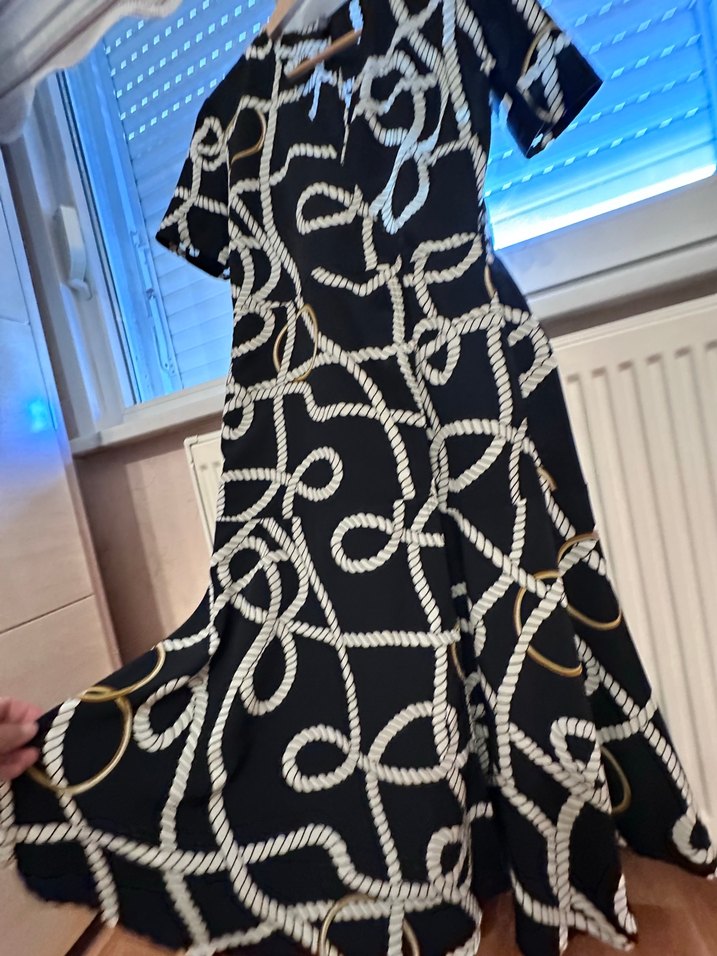 MANGO Zincir Detaylı Siyah Uzun Elbise - Görsel 3