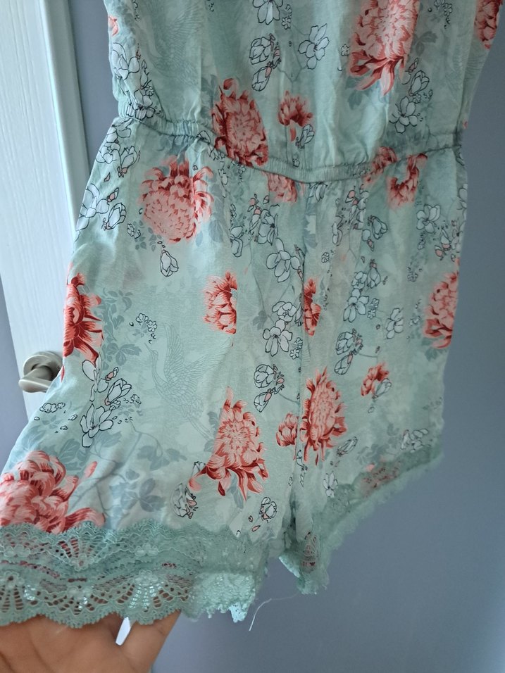 Lcw Turkuaz Dantel Detaylı Bohem Kısa Tulum - Görsel 2