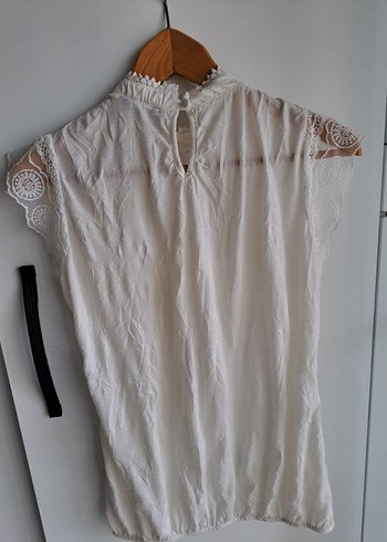 Dorothy Perkins Dorothy Perkıns Dantel Detaylı Beyaz Kısa Kollu Bohem Bluz