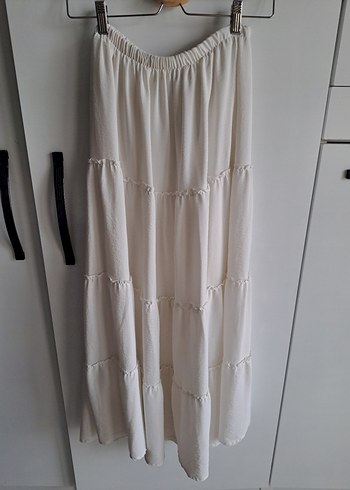 Diğer Madmext Uzun Beyaz Volanlı Etek