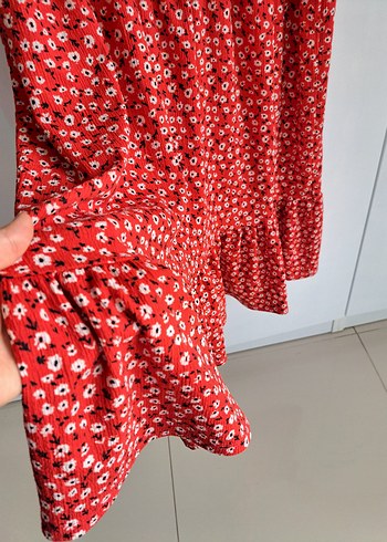 46 Beden Lcw Kırmızı Renkli Midi Bohem Elbise