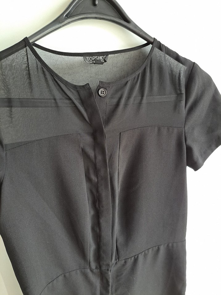 Topshop Kısa Kollu Siyah Mini Tulum - Görsel 3