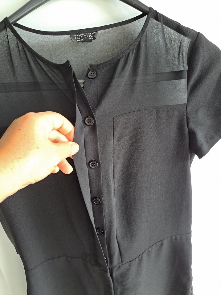 Topshop Kısa Kollu Siyah Mini Tulum - Görsel 4