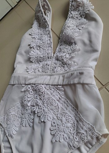 Trendyol Dantel Detaylı Beyaz Bohem Kadın Mayo - Görsel 2