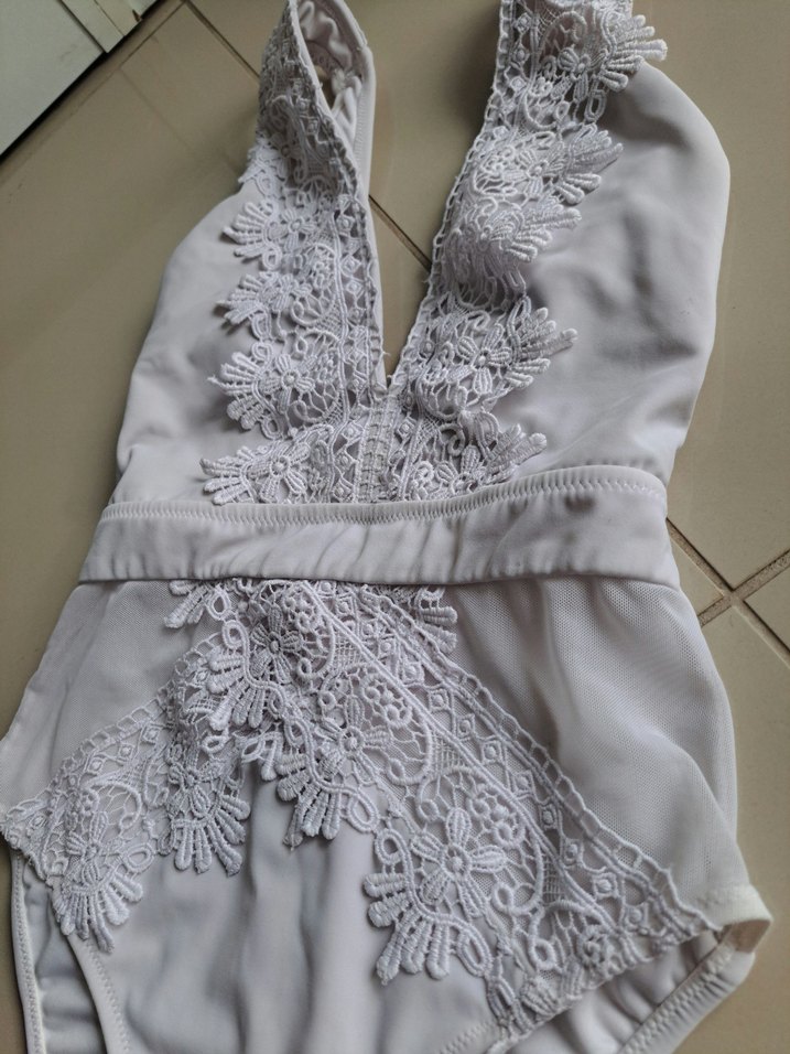 Trendyol Dantel Detaylı Beyaz Bohem Kadın Mayo - Görsel 2