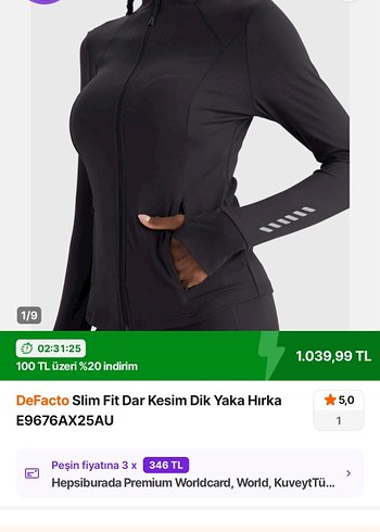 Siyah Fermuarlı Yüksek Yakalı Spor Üst - Görsel 2