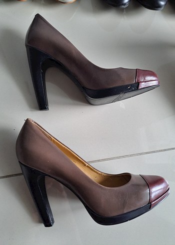 Nine West Klasik Bej Deri Topuklu Kadın Stiletto - Görsel 2