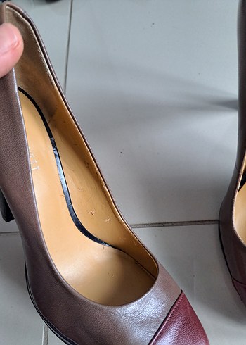Nine West Klasik Bej Deri Topuklu Kadın Stiletto - Görsel 7