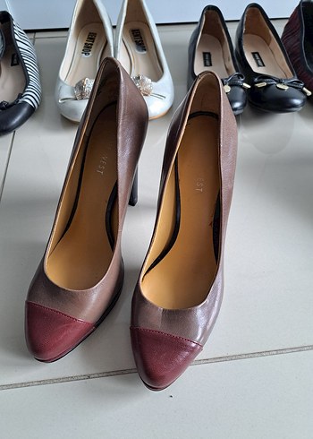 Nine West Klasik Bej Deri Topuklu Kadın Stiletto - Görsel 4