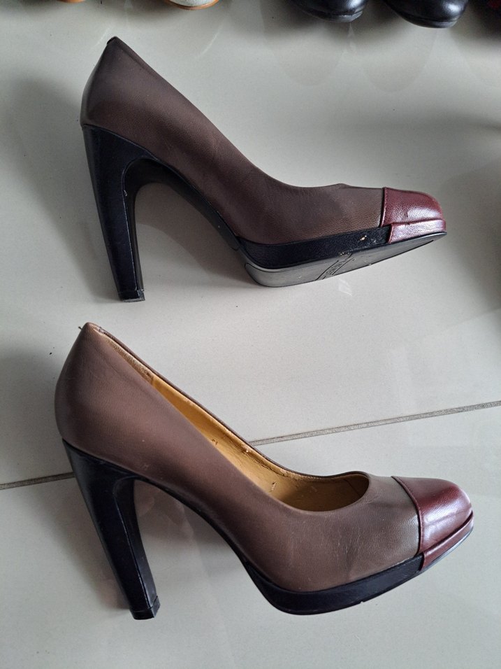 Nine West Klasik Bej Deri Topuklu Kadın Stiletto - Görsel 2