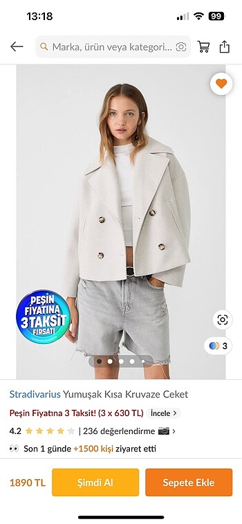 Stradivarius kaban kısa