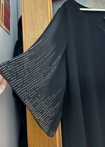 Siyah Uzun Kollu Salaş Kadın Abiye Elbise - Görsel 3