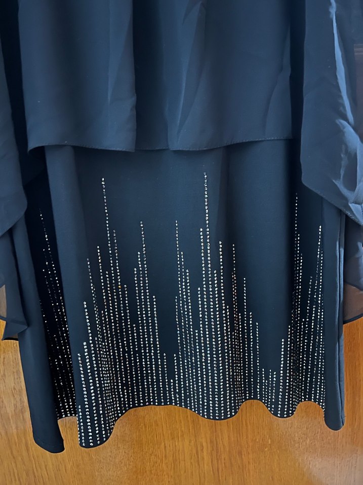 Siyah Uzun Kollu Salaş Kadın Abiye Elbise - Görsel 2