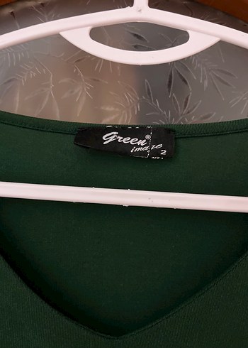 Yeşil V Yaka Uzun Kollu Payetli Kadın Bluz - Görsel 2