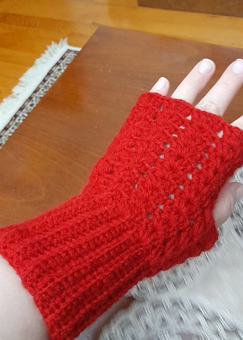 Kırmızı Örgü Kadın Eldiven - Görsel 3