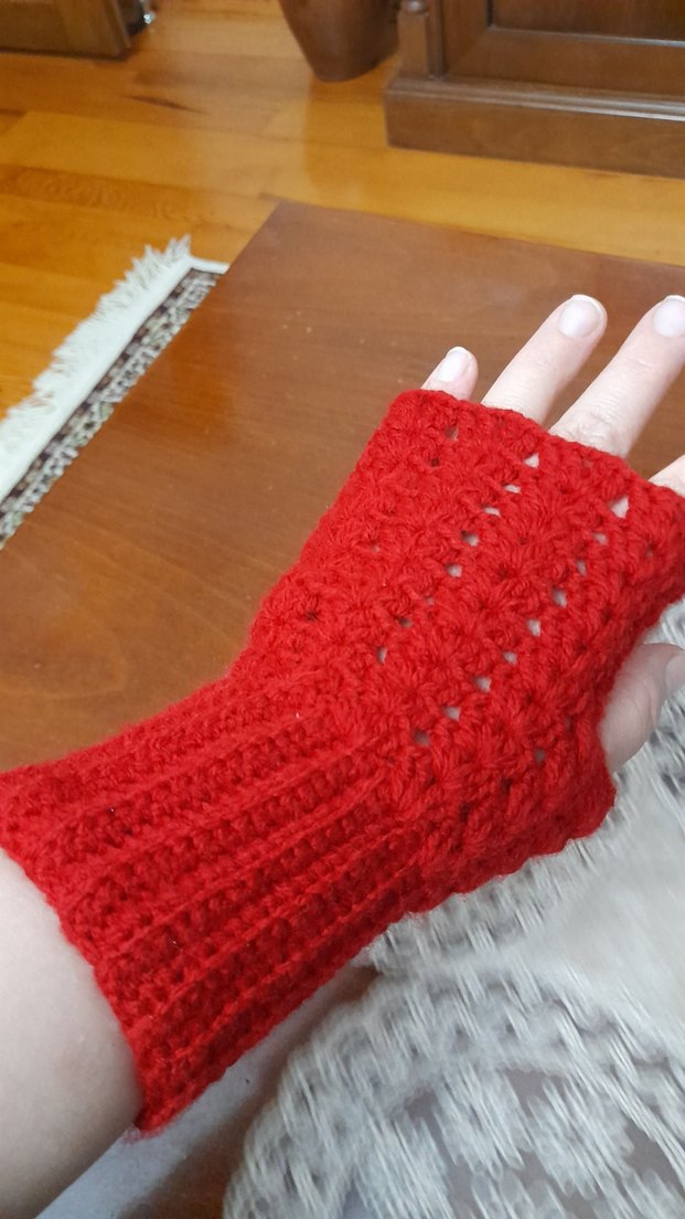 Kırmızı Örgü Kadın Eldiven - Görsel 3