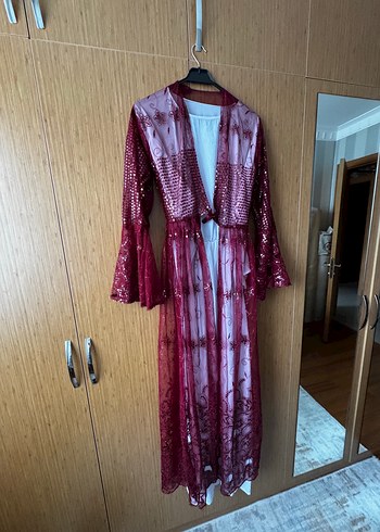 Bordo Uzun Bohem Tarzı Elbise