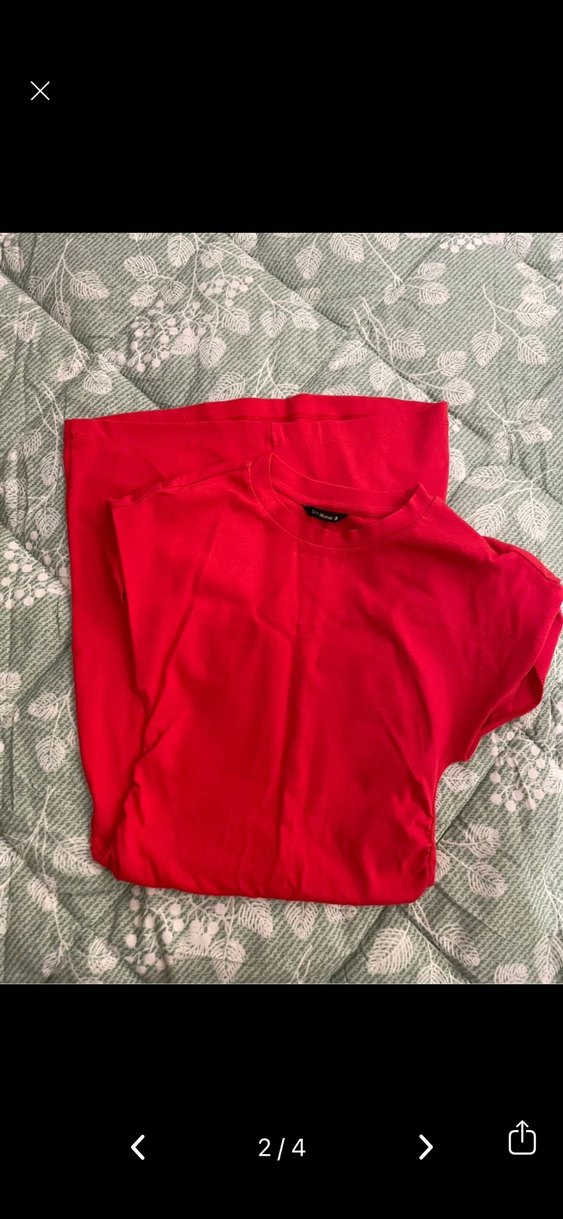 Kırmızı Drapeli Mini Elbise - Görsel 2