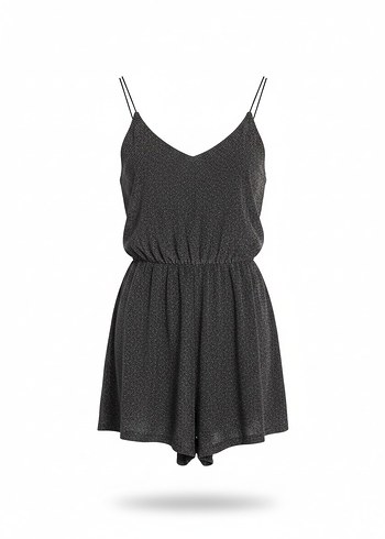 Kadın Gri Puantiyeli Mini Tulum - Görsel 2