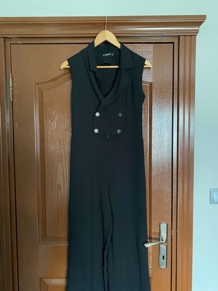 Siyah Kadın Uzun Kollu Jumpsuit - Görsel 3