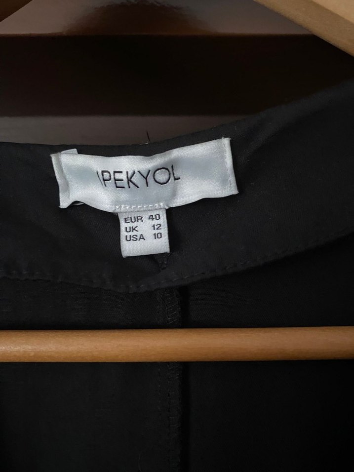 Siyah Kadın Uzun Tulum, Kuşaklı, V Yaka - Görsel 3