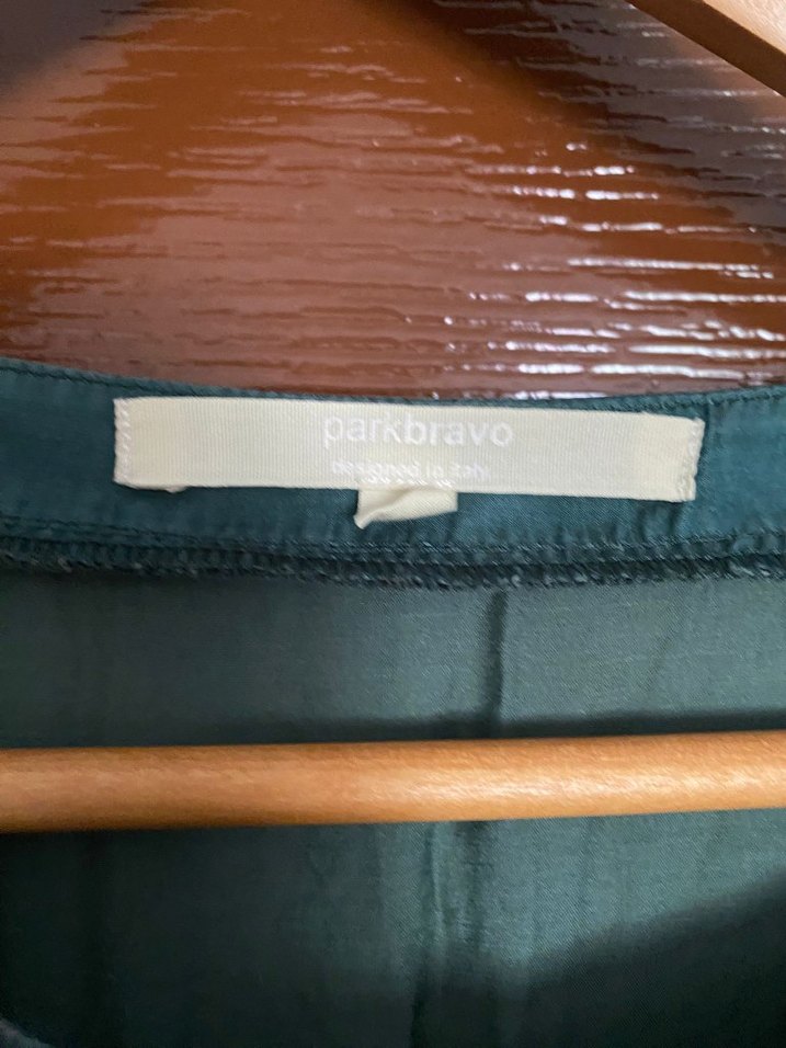 Turkuaz Keten Hamile Tunik, Kısa Kollu, Salaş - Görsel 3