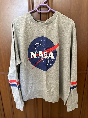 Nasa Baskılı Gri Sweatshirt