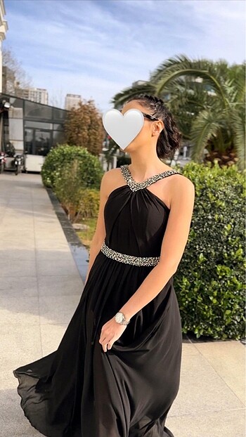 Taş detaylı tül abiye