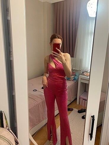 xs Beden Pembe koton parti tulumu