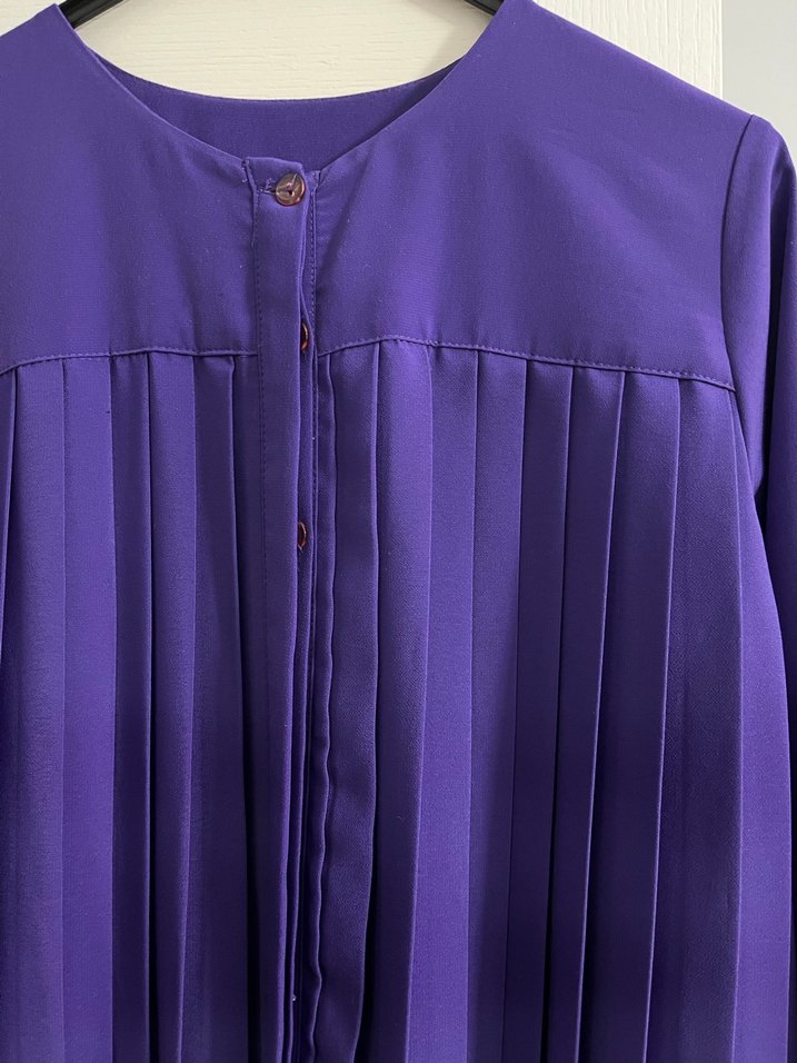 Kadın Mor Piliseli Uzun Elbise - Görsel 3