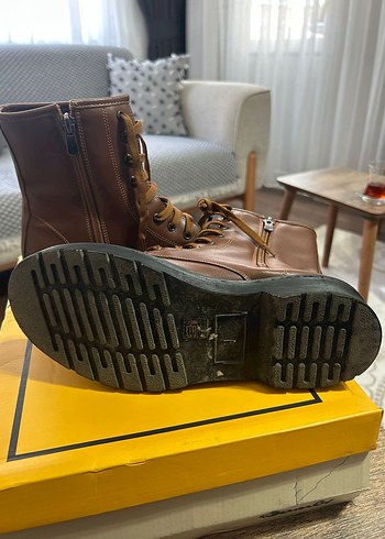 Kadın Kahverengi Deri Blok Topuklu Bot - Görsel 5