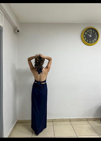 Abiye Lacivert Straplez Uzun Abiye Elbise