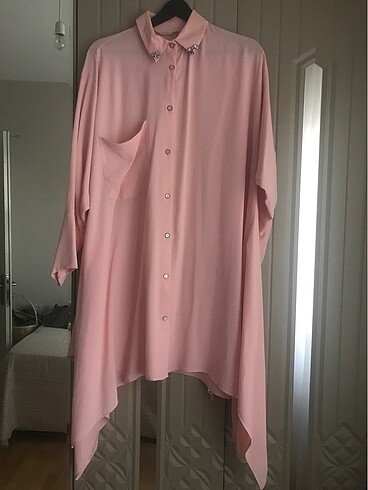 Pembe büyük beden tesettür tunik