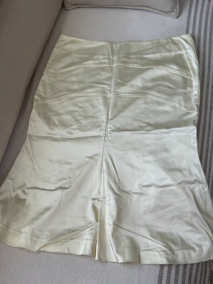 Krem Saten Midi Drapeli Hamile Eteği - Görsel 2