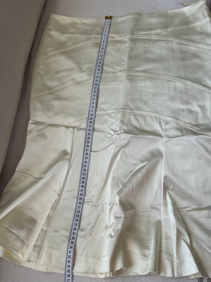 Krem Saten Midi Drapeli Hamile Eteği - Görsel 5