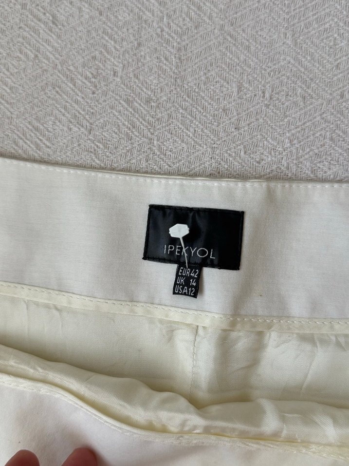 Krem Saten Midi Drapeli Hamile Eteği - Görsel 3