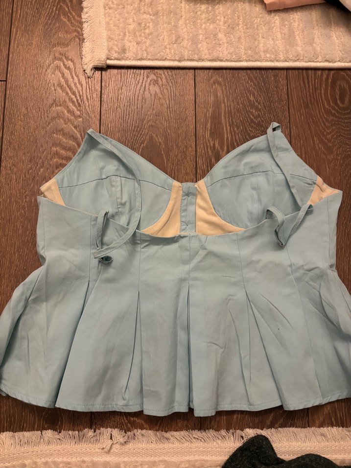 Düğmeli Mini Keten İnce Askılı Üst - Görsel 2