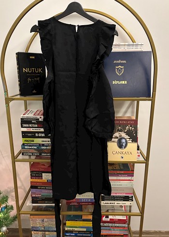 Siyah, Drapeli, Uzun, Kolsuz Gotik Elbise - Görsel 5