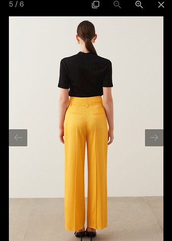 Sarı Kadın Kumaş Pantolon - Görsel 2
