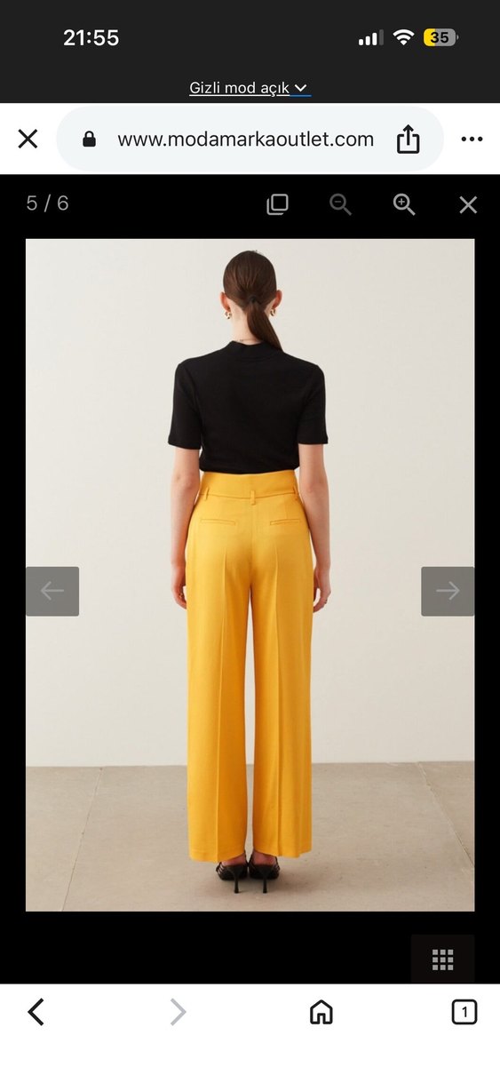 Sarı Kadın Kumaş Pantolon - Görsel 2