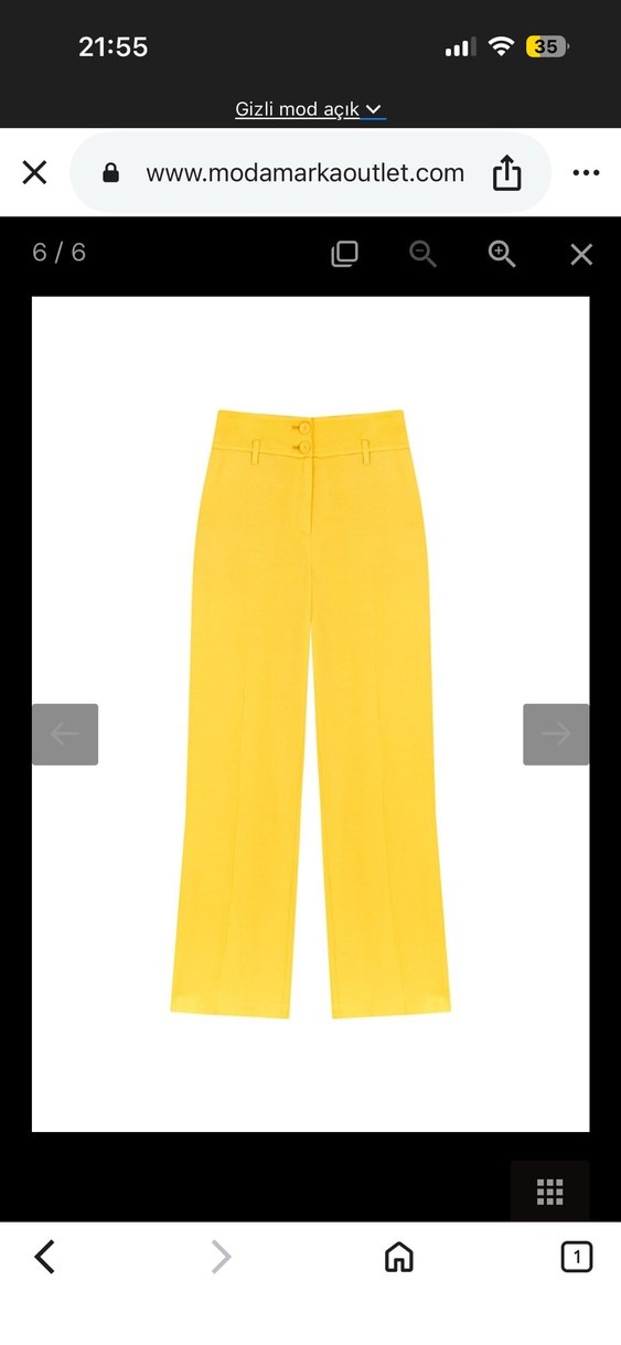 Sarı Kadın Kumaş Pantolon - Görsel 3