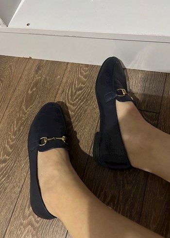 Kadın lacivert Deri Tokalı Loafer - Görsel 2